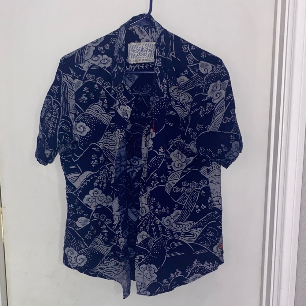 Saka Asta Indonesian Stylish Navy Graphic Men's Shirt
